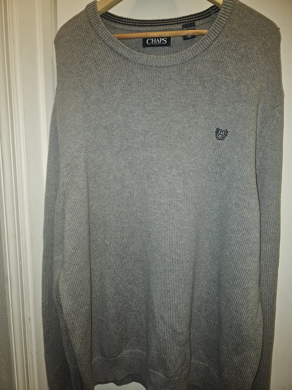 Chaps Men's Cotton Knit Crew Neck Sweater Gray Size XXL EUC